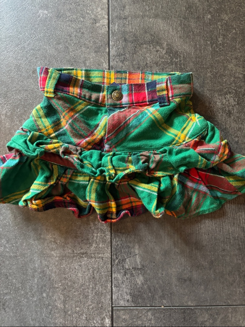 Ralph Lauren Green Plaid Ruffle Mini Skirt